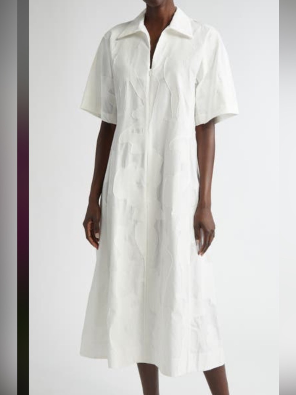 Lafayette 148 New York White A-Line Gestures Jacquard Midi Dress MSRP $998 XXL